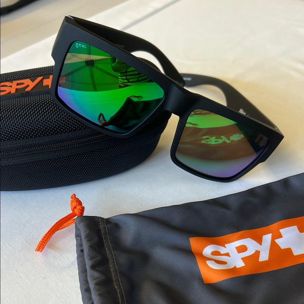 SPY Black Sunglasses with Green Lenses